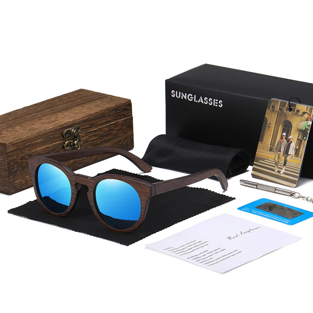 GM Brand Desgin Spring New Style 100% Bamboo Polarized Sunglasses Men Women Fashion Glasses UV400 paper Box 8240