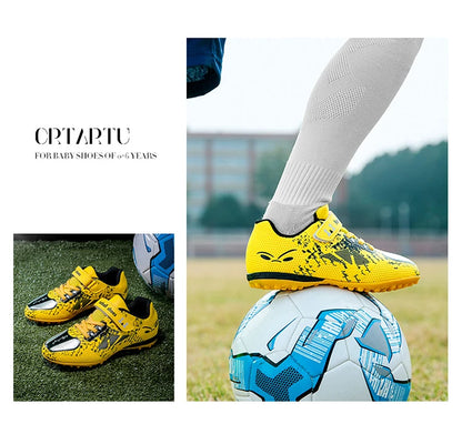 Size 28-39 Children Soccer Shoes Yellow Football Boots Boy Girl Trainers Sneakers