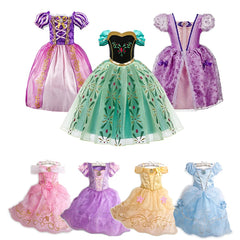 Children Princess Fancy Costume Girls Rapunzel Anna Dress Kids Christmas