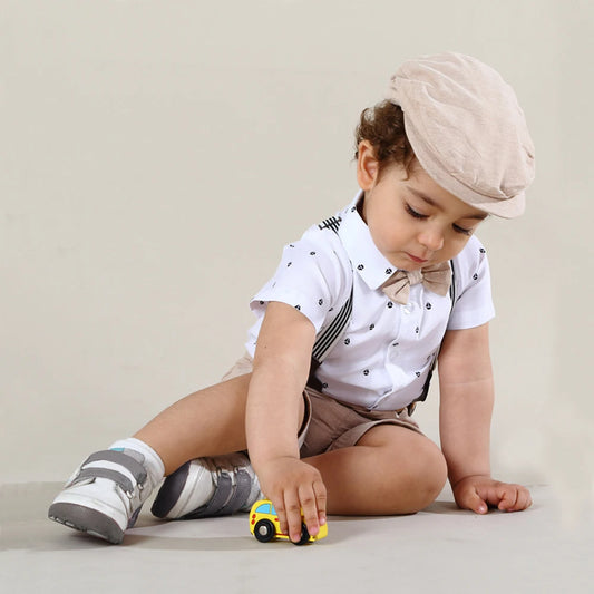 Baby Boy Clothing Suit Newborn Handsome Romper Bow Set Birthday Festival Gift Jumpsuit Hat Toddler Boys Wedding Outfit Dress
