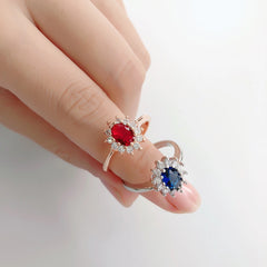 Lady Princess Diana Rings for Women Bridal Blue Crystal Wedding Engagement Promise