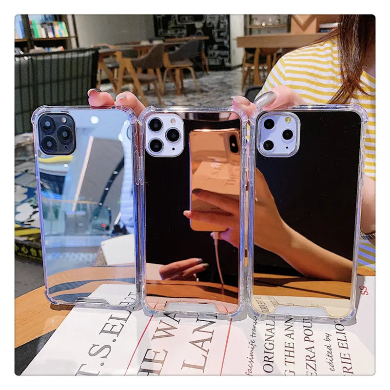 Mirror TPU Phone Case For iphone 15 14 13 12 11 Pro XS MAX XR Shockproof Back Cover Case For iphone 7 8 6s plus SE2020