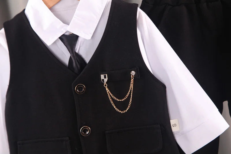 New Spring Autumn Baby Clothes Suit Children Boys Vest Shirt Pants 3Pcs/Sets Toddler Fashion Casual Costume Kids Formal Clothing