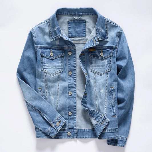 3 Colors Classic Style Men's Vintage Blue Denim Jacket Spring and Autumn
