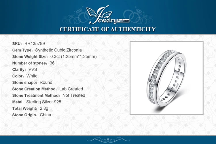 JewelryPalace Solid 925 Sterling Silver Wedding Engagement Ring for Woman