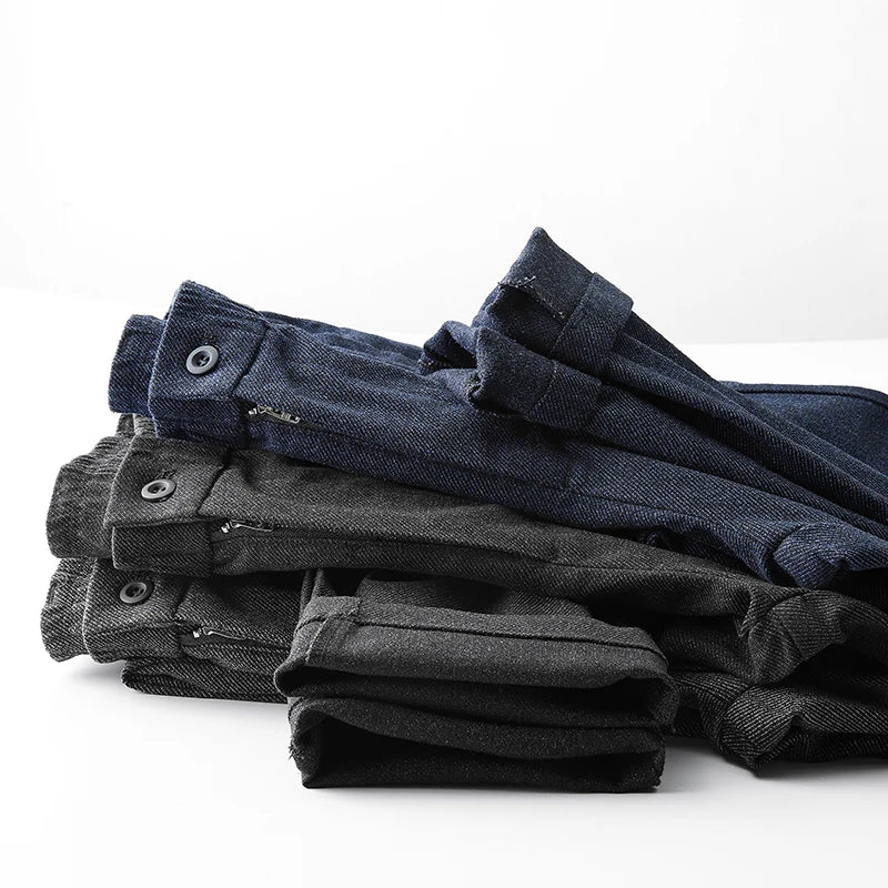Men's Pants Autumn Winter Business Brushed Fabric Long Trousers Office Dress