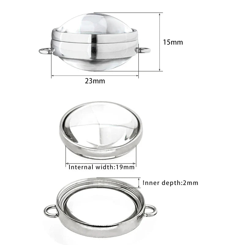 13pcs 17mm 23mm 28mm Women Bracelet Floating Locket Double Curved Glass Living Memory Locket Stainless Steel Jewelry Medallion