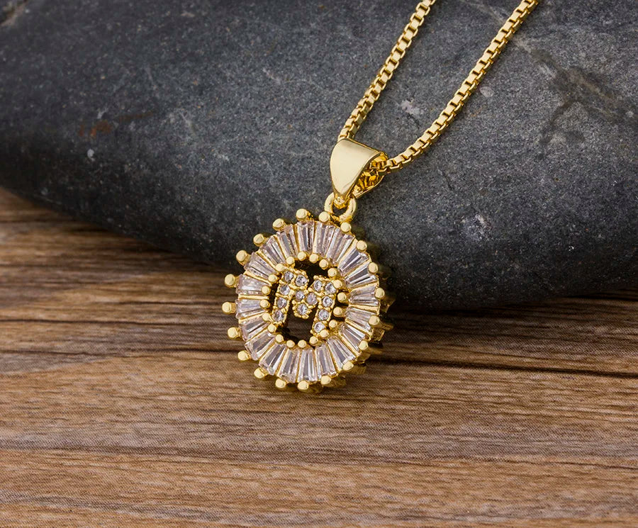 NIdin Hot Sale 2 Colors Initial Letter Pendant 26 Letters Charm Name Necklace Top Quality Copper Zircon Jewelry Birthday Gift