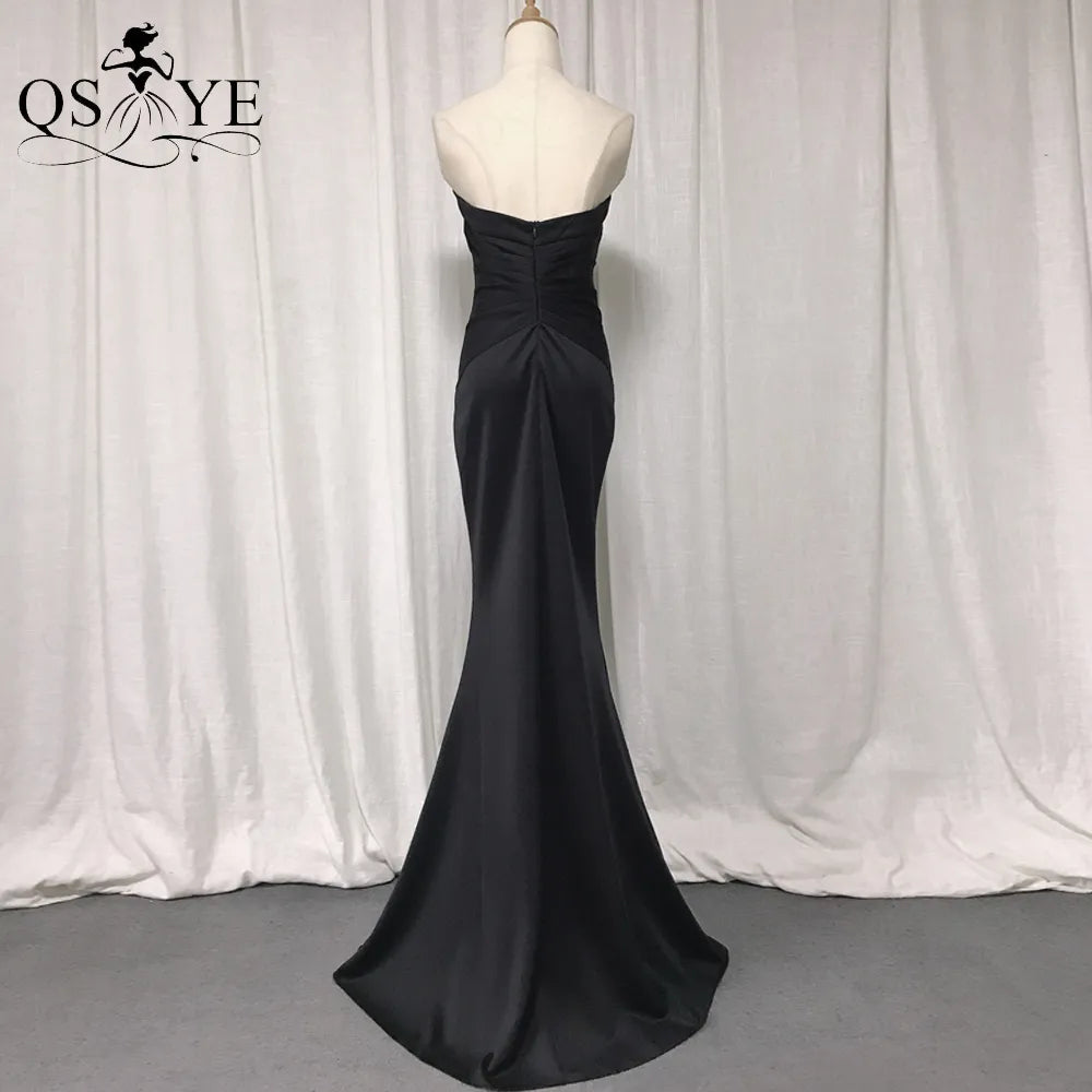 Evening wear Dresses: Long Prom Dress Fitted Elastic Ruched Evening Gown