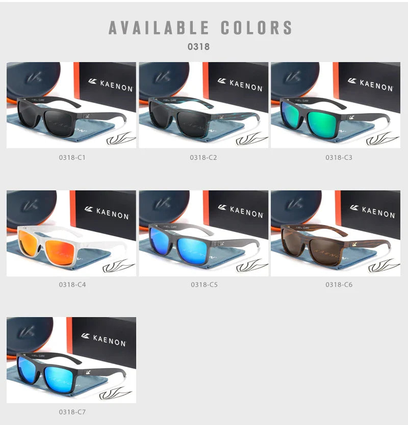 KAENON Square Polarized Sunglasses Men TR90 Flexible Sports Sun Glasses For Women Real Coating Lens With Original Box