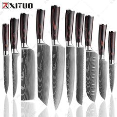 Kitchen Knife Set 1-10PCS Japanese Chef Knives Stainless Steel Cleaver