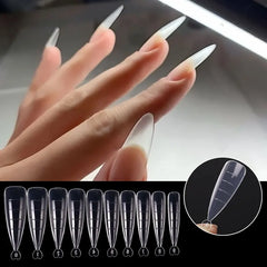 100Pcs/box Full Cover Sculpted Nail Tips Fake Finger Nails Extension Tip Quick Building Mold False Tips For Manicuring Tool Set