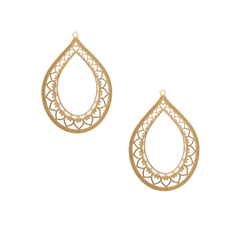 4pcs Gold Stainless Steel Filigree Earring Charm Pendants Connectors for Earring DIY Jewelry Making Supplies wholesale