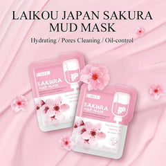 7pcs Japan Sakura Mud Face Mask Deep Cleansing Remove Blackheads Oil-Control Clay Mask Moisturizing Packs Facial Skin Care