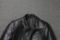 Genuine Leather Jacket Men Vintage Natural Cowskin Coat