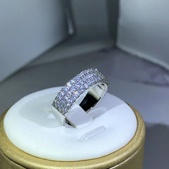 925 Sterling Silver Inlaid With White Zircon Ring Fashion Ladies Half Ring Party