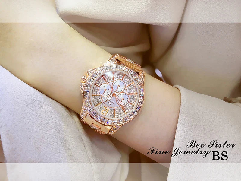 Women Watches Quartz Diamond Luxury Watch Fashion Top Brand Wristwatch Fashion Watch Ladies Crystal Jewelry Rose Gold Watch