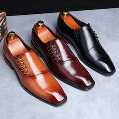 Men Leather Shoes Formal Dress Wedding Shoes Red Business