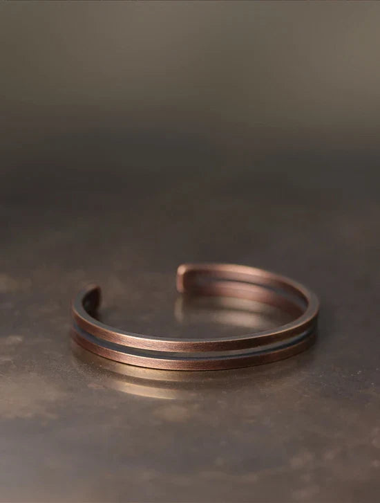 Pure Copper Handcrafted Metal Bracelet Rustic Vingtage Punk Unisex Cuff Bangle Carved Handmade Manmade Jewelry Men Women Gift