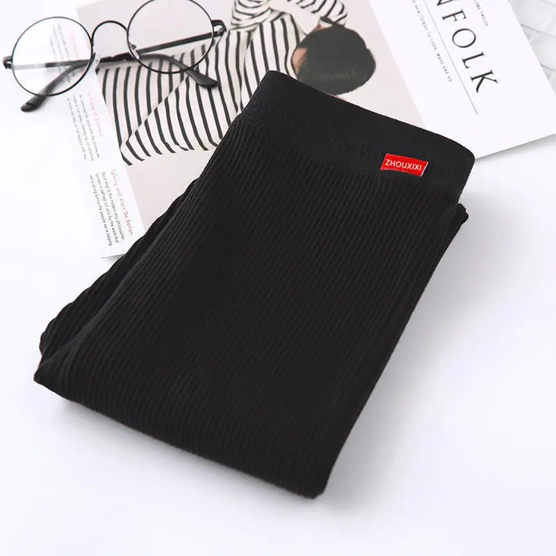 Ribbed Leggings For Women High Waist Autumn Winter Warm Legging Cotton
