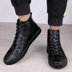 Black Warm Fur Men Boots Fashion Genuine Leather women Boots