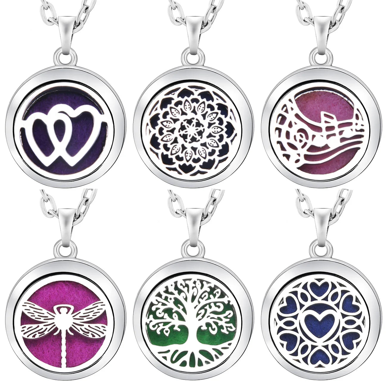 New Stainless Steel Fashion Tree Of Life  Aromatherapy Necklace Essential Oil Diffuser Perfume Locket Pendant Women Jewelry Gift