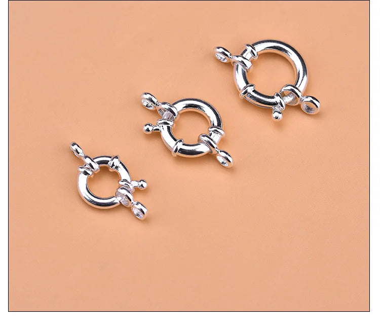 925 Sterling Silver Spring buckle accessories, circle bubble buckle, necklace joint beads buckle, DIY DIY connection buckle