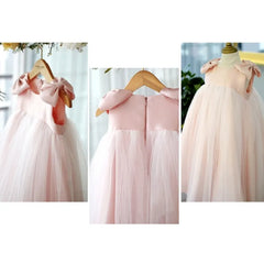 Baby Girl Princess Tulles Dress Sleeveless Infant Toddler Girl Vintage Bow Vestido Pink