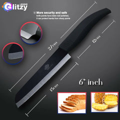 Ceramic Knife 3 4 5 6 inch Serrated Bread Knife Kitchen Black Zirconia Blade Knife