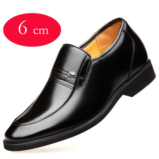 Increased 6cm Formal Shoes Hidden Heel Men Wedding Oxfords Heighten Tall Dress Leather Footwear