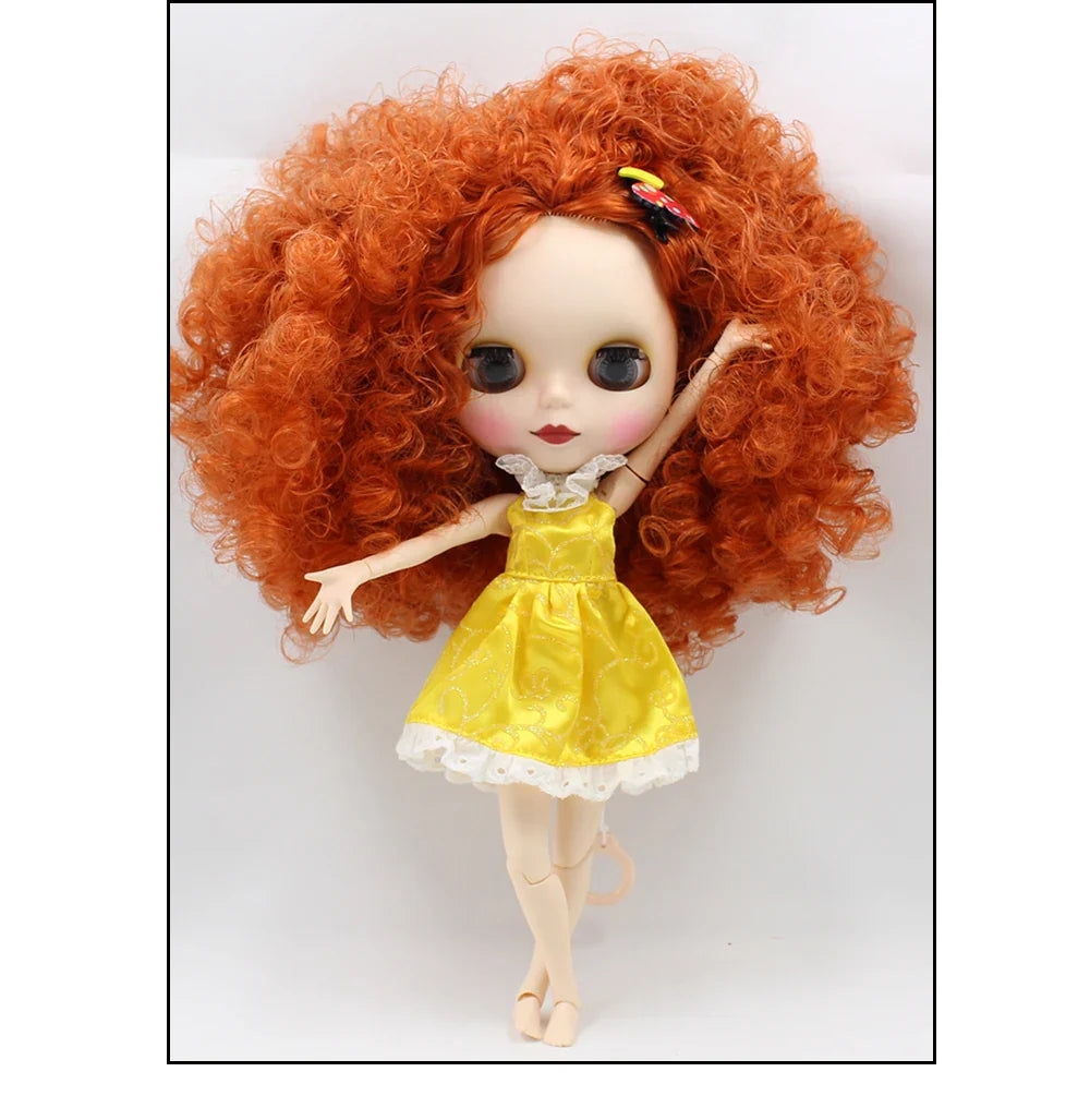 ICY DBS Blyth doll 1/6 bjd joint body white skin matte face dark skin shiny face curly hair afro hair toy 30cm