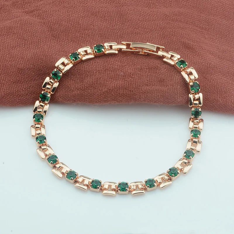 9 Color Women Girls Pink/Green/White/Red/Blue Cubic Zircon Stone Bracelets Wrist Square Shaped Bracelets