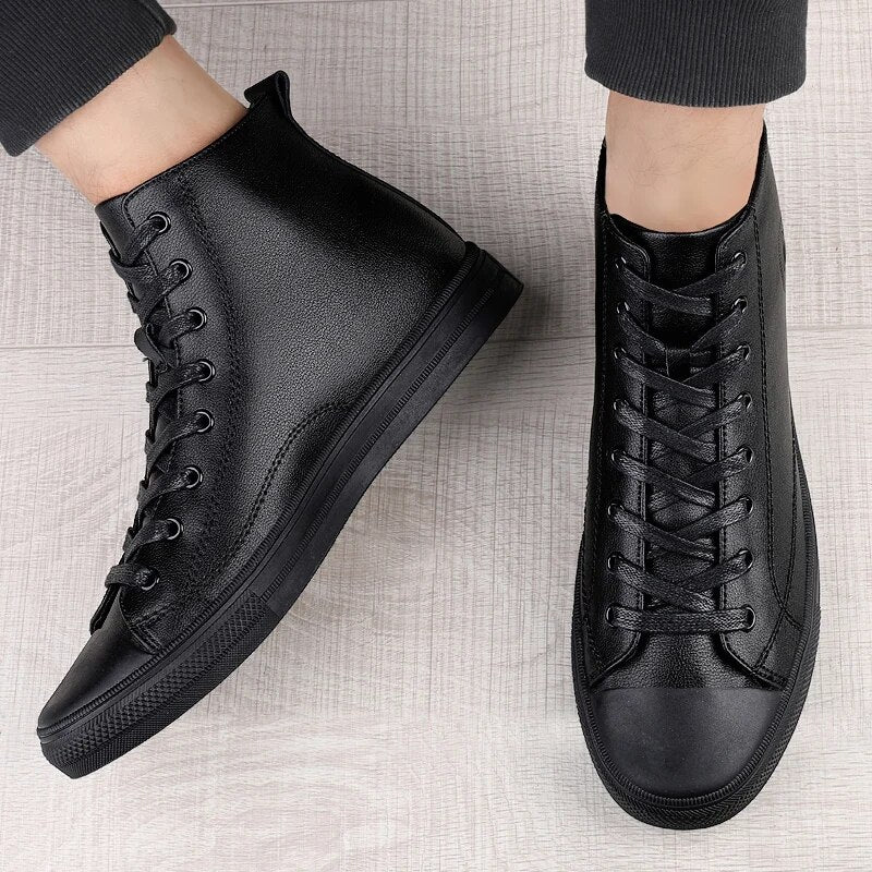 Black Warm Fur Men Boots Fashion Genuine Leather women Boots