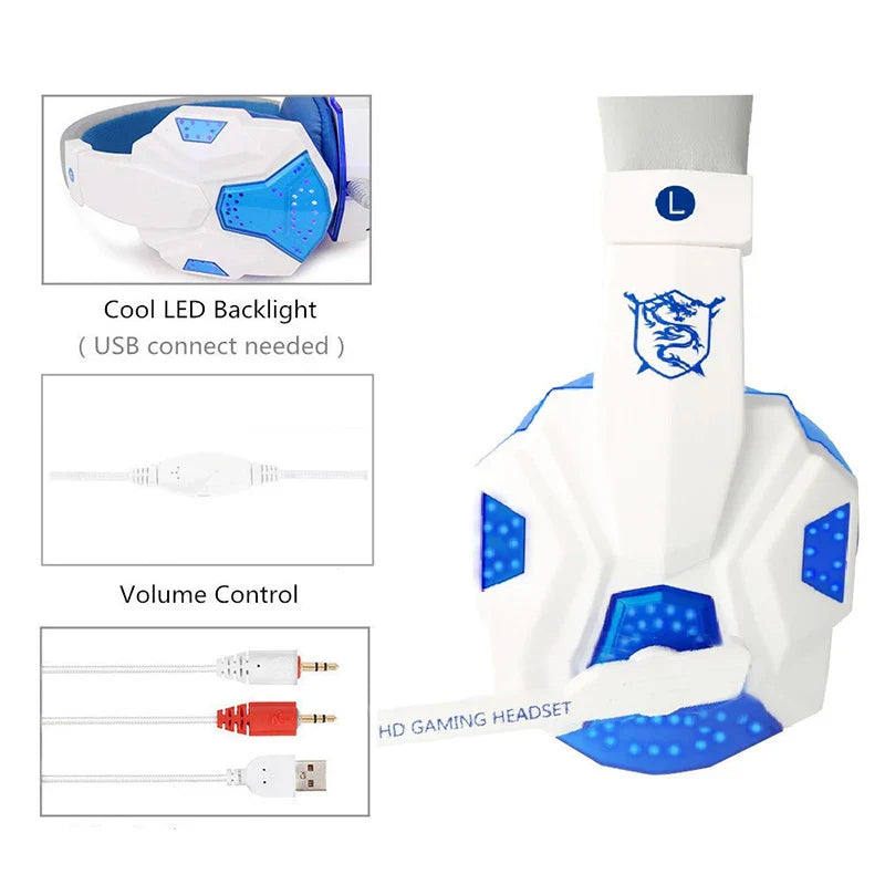 Wired Gaming Headphones With Microphone Led Light For Computer PS4 PS5 Xbox