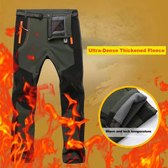 Thick Warm Fleece Hiking Pants Men Winter Waterproof Windproof Outdoor Soft Shell