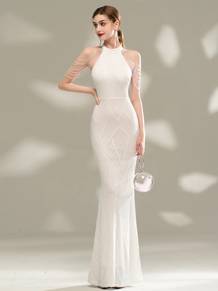 Homecoming Dresses: Off Shoulder Silver Sequin Evening Dress Women Party Maxi Dress