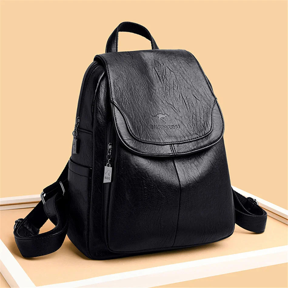 Genuine Women Leather Backpack Fashion Female Shoulder Bag Sac a Dos Ladies Bagpack Mochilas School Bags For Teenage Girls 2024