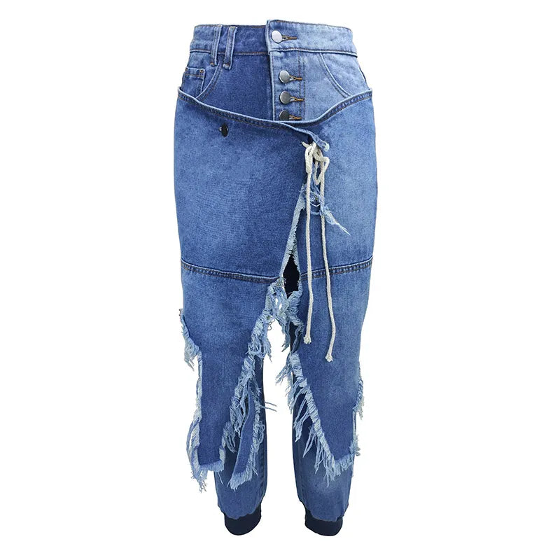Women's jeans pants fashion high waist mom show pants spring summer retro Street dress 2021 new loose wide leg pants