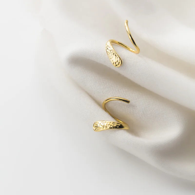 WANTME Genuine 925 Sterling Silver Jewelry Personality Minimalist Spiral Snakelike Ear Bones Ear Buckle Stud Earrings for Women