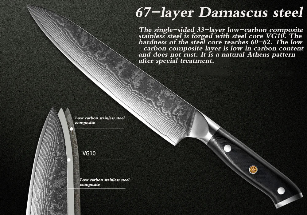 Damascus kitchen Knife 1-9PC 67 layers Japan Damascus steel Chef knife Sharp