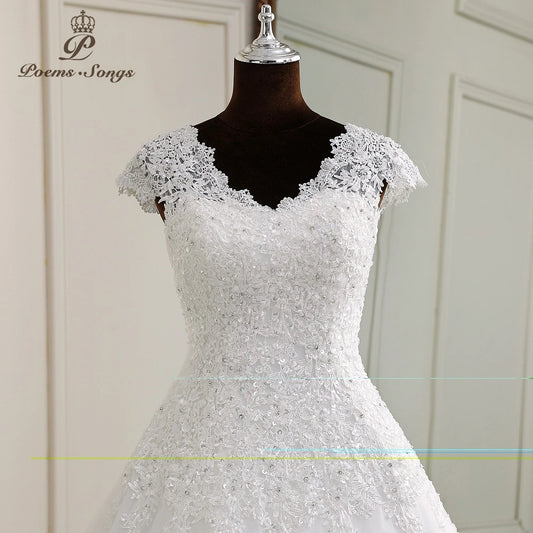 Elegant appliques V neck sleeveless  floor length wedding dress boho marriage