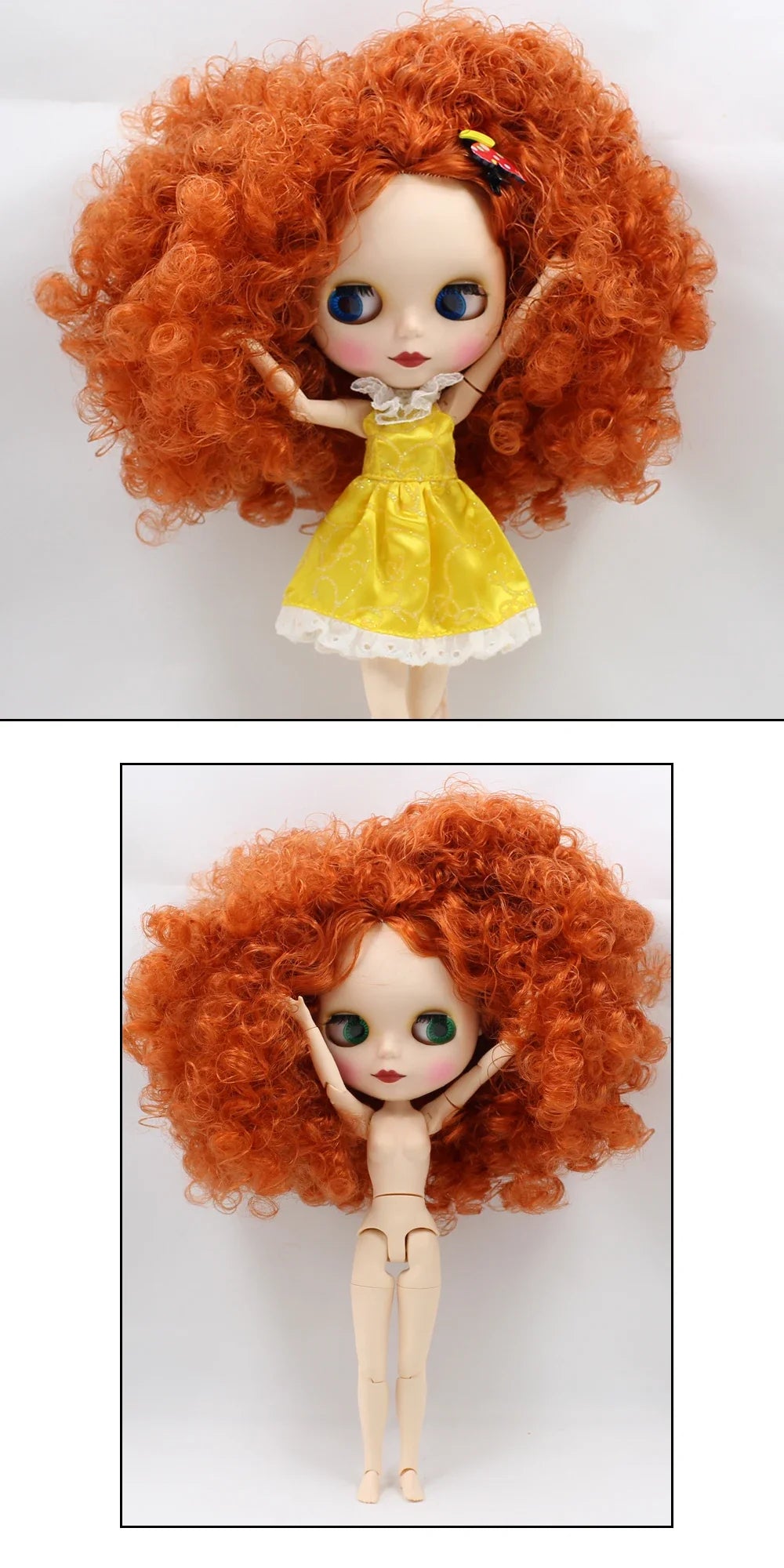 ICY DBS Blyth doll 1/6 bjd joint body white skin matte face dark skin shiny face curly hair afro hair toy 30cm