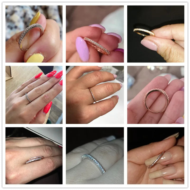 2020 Minimalist Thin Rings for Women Wedding Brilliant Cubic Zircon