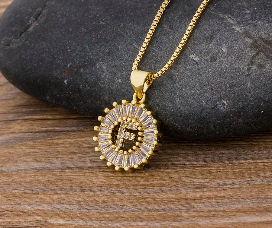 NIdin Hot Sale 2 Colors Initial Letter Pendant 26 Letters Charm Name Necklace Top Quality Copper Zircon Jewelry Birthday Gift