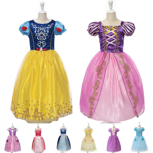 9 Style Princess Dresses Girls Tangled Costume Snow White Dress Belle