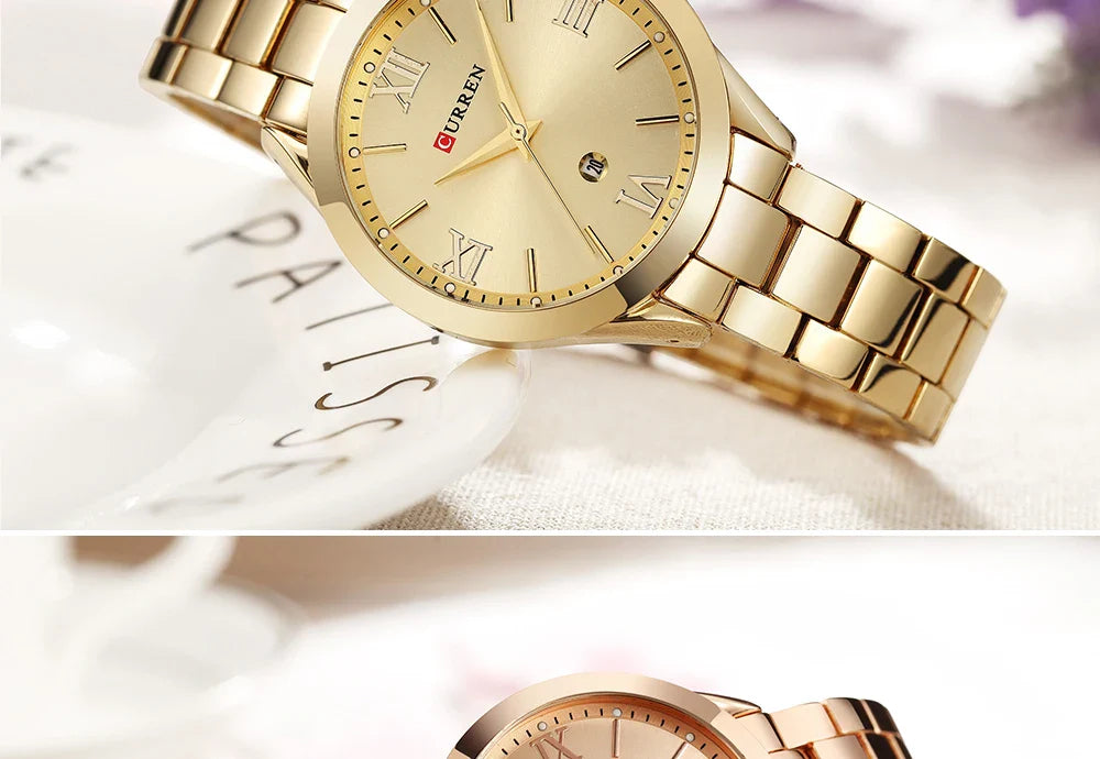 CURREN Ladies Watch For Women Fashion Retro Female Waterproof Watch Steel Quartz Watch For Women Christmas Relógio Feminino 9007