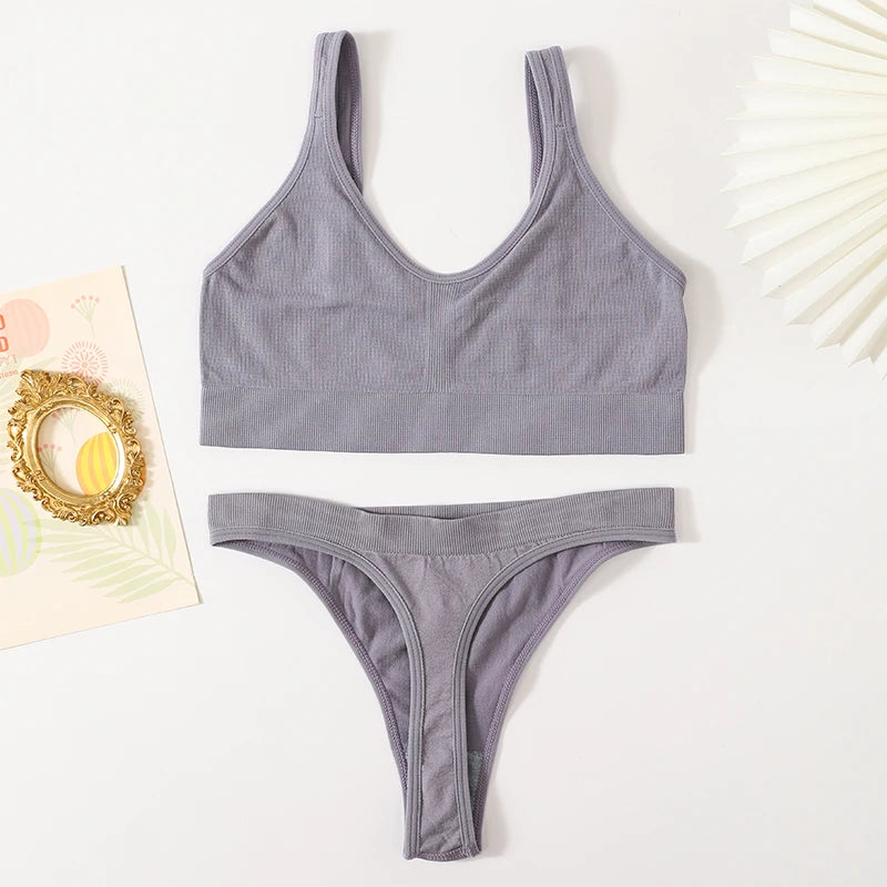 Women Bra Set Lingerie Female Seamless Underwear Bralette Tops Basic Stretchy