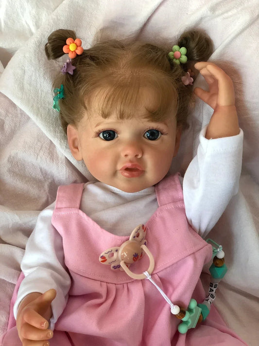 55CM Full Body Silicone Waterproof Reborn Toddler Girl Doll Princess Betty Lifelike Soft Touch 3D Skin Multiple Layers Painting