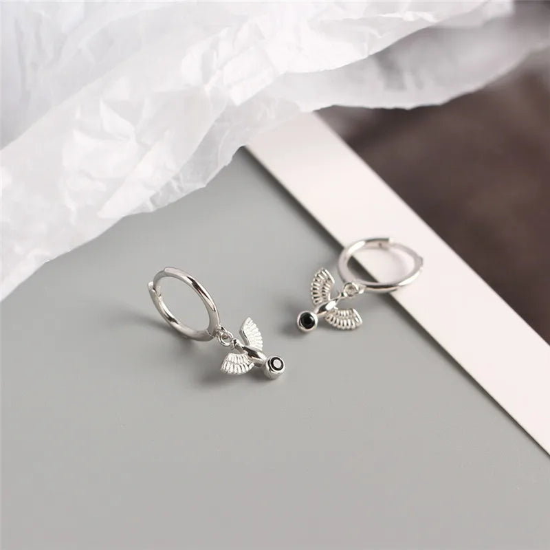WANTME Real 100% 925 Sterling Silver Punk Hip-Hop Link Chain Gothic Studs Earrings for Fashion Women Jewelry Accessories 2022