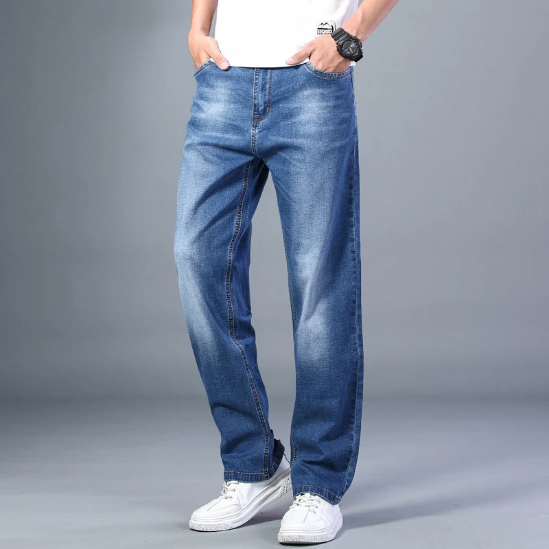 Men's Thin Straight-leg Loose Jeans Classic Style Advanced Stretch